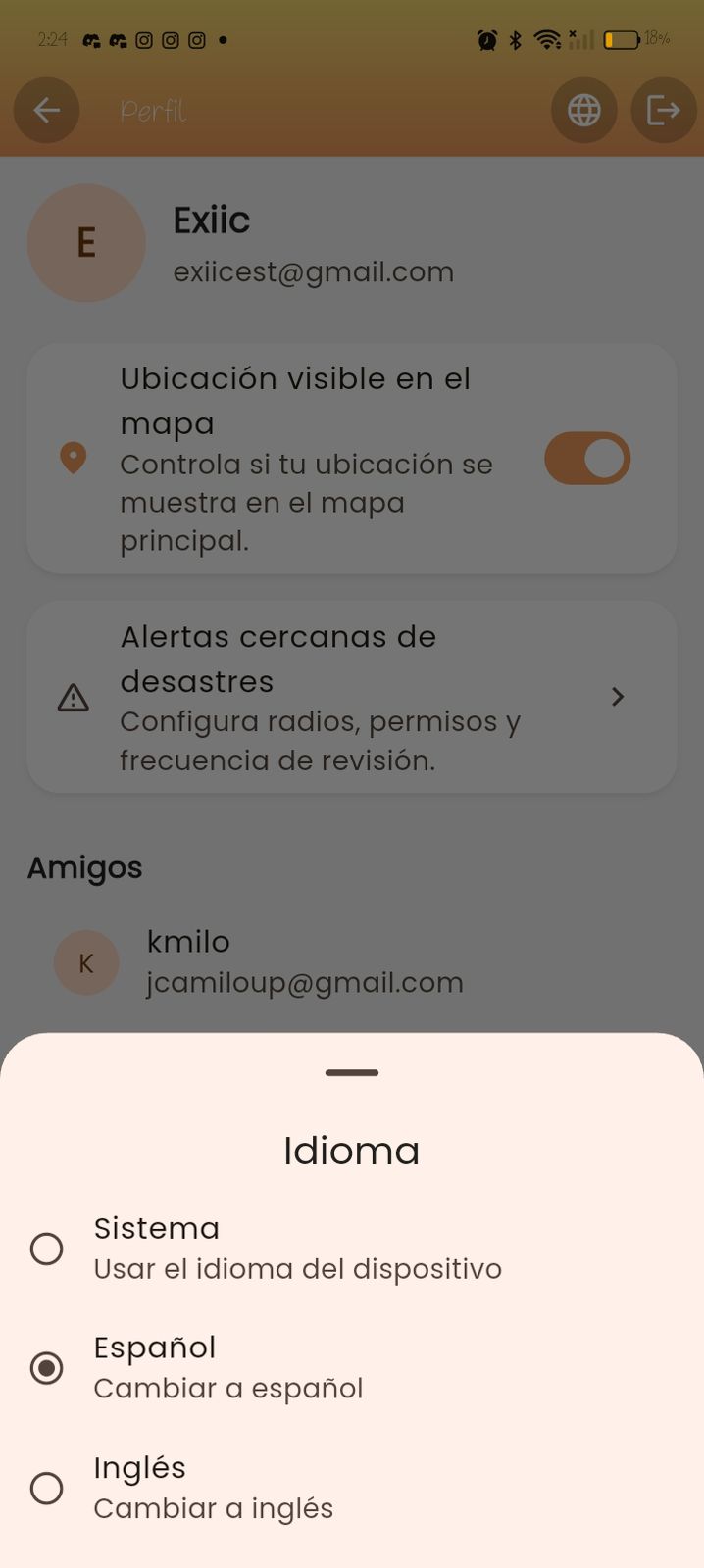 Pantalla de recursos y enlaces útiles