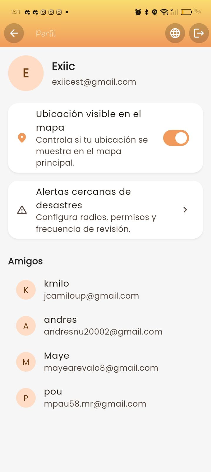 Pantalla de contacto y soporte