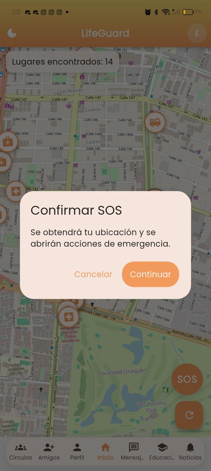 Pantalla de feedback y sugerencias